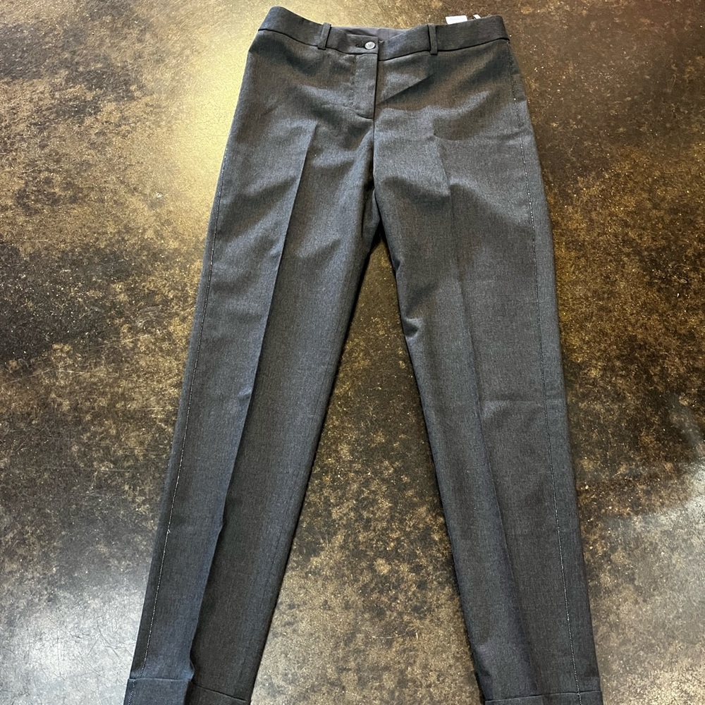 Fabiana Filippe Gray Ankle Cropped wool monili trim slacks 36